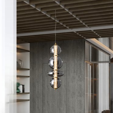 Nova Luce Navi - Hängelampe - 17 x 22 x 200 cm - 20W LED inkl. - Messing gold und rauchgrau