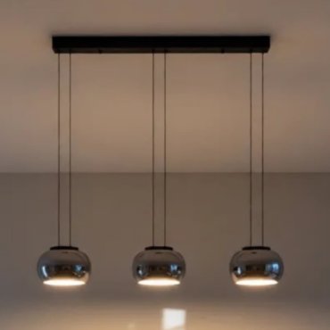 Nova Luce Bios - Hängelampe - Ø 82 x 167 x 18 cm - 25W dimmbar LED inkl. - matt schwarz und rauchgrau