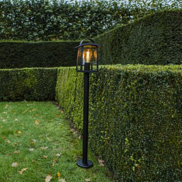 Lutec Kelsey - Gartenpfosten - 17 x 15 x 103,5 cm - transparentes Glas - schwarz