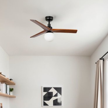 Faro Klim S - Deckenventilator mit Licht - Ø 92,5 cm - matt schwarz und dunkle walnuss