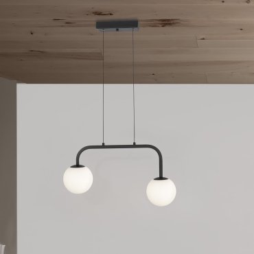 Nova Luce Joline - Pendelleuchte - 35 x 12,5 x 115 cm - 16W LED inkl. - sand schwarz und opal weiß