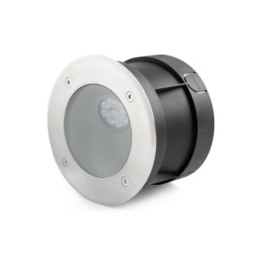 Faro Salt Asimetric - runder Bodenspot für den Außenbereich - Ø 180 mm, Ø 170 mm Einbaumaß - inkl. 9W LED - IP67 - Edelstahl mattiert