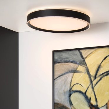 Lucide Nuria - Deckenleuchte - Ø 50 x 7,5 cm - 36W LED inkl. - 3 Stufen dimmbar - schwarz