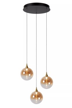 Lucide Gisela - Pendelleuchte - Ø 36 x 150 cm - 3 x 3,6W dimmbare LED inkl - bernsteinfarben