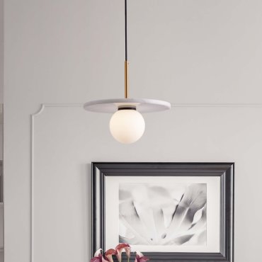 Nova Luce Idor - Hängelampe - Ø 30 x 185 cm - weißer Marmor und Opalglas