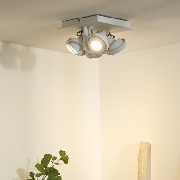 Lucide Landa - Aufbaustrahler - 23 x 23 x 12,5 cm - 4 x 5W dimmbare LED inkl. - dimmbar bis warm - weiß