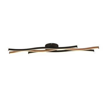 Searchlight Bloom - Deckenleuchte - 108 x 7 cm - 3 Stufen dimmbar - 38W LED inkl - schwarz und Holzoptik