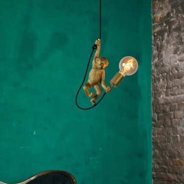Lucide Extravaganza Chimp - Hängeleuchte - Ø 18 x 185 cm - schwarz und gold