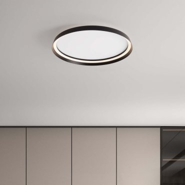 Nova Luce Ormi - Deckenleuchte - Ø 60 x 7 cm - 48W dimmbar LED inkl. - Sand schwarz