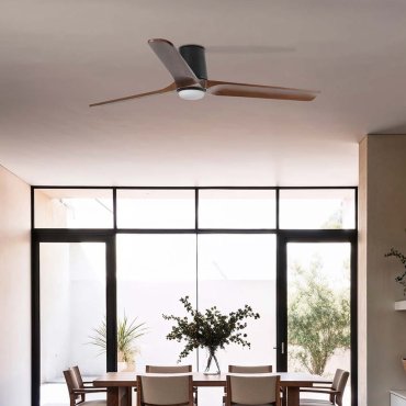 Faro Heywood Tub L - deckenventilator mit licht - Ø 132 - matt schwarz und walnuss
