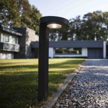Lutec Diso - solarbetriebener Gartenpfosten mit Sensor - 17 x 17 x 45 cm - 2W LED inkl. - IP44 - dunkelgrau