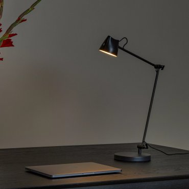 Lucide Milne - Leselampe mit Touch-Dimmer - 38 x 16 x 42 cm - 8W dimmbare LED inkl. - schwarz