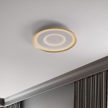 Nova Luce Figin - Deckenleuchte mit Fernbedienung - Ø 50 x 6,5 cm - 40W dimmbar LED inkl. - Sandgold