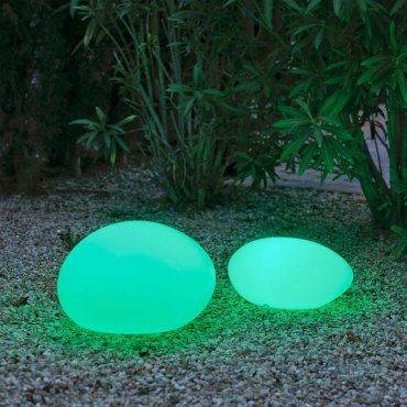 New Garden Petra - solarbetriebene wiederaufladbare Tischleuchte für den Außenbereich - 40 x 29 x 20 cm - IP65 - weiß - RGB + weiße Lichtfarbe