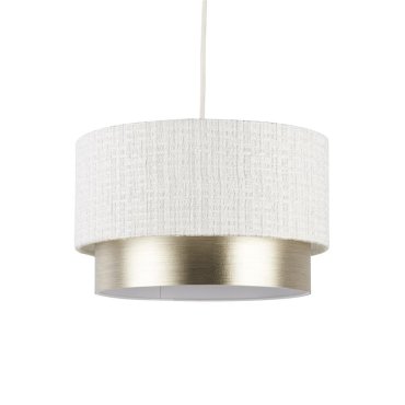 Searchlight Lampenschirm Trommel aus Samt – Ø 35 x 22 cm – Weiß und Champagner