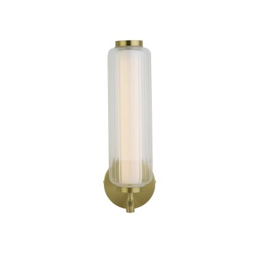 Searchlight Mod - Wandleuchte - 10 x 32 cm - 8W dimmbare LED inkl - Messing satiniert und opal