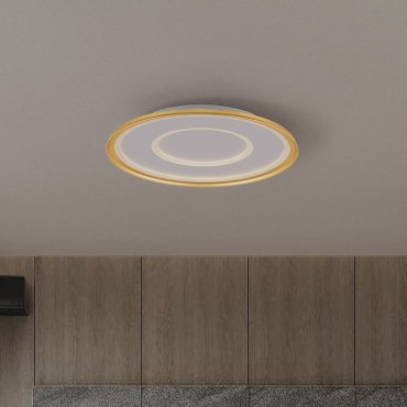 Nova Luce Figin - Deckenleuchte mit Fernbedienung - Ø 60 x 6,5 cm - 49W dimmbar LED inkl. - Sandgold