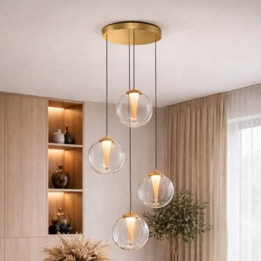 Nova Luce Galeo - Hängelampe - Ø 56 x 179 cm - 25W dimmbar LED inkl. - Sandgold