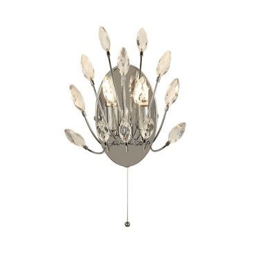 Searchlight Peacock - Wandleuchte mit Zugschalter - 14 x 24 cm - Chrom
