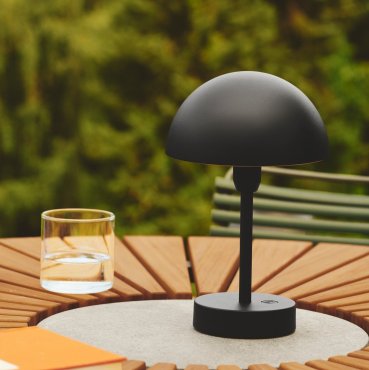 Nordlux Ellen To-Go - kabellose Outdoor-Tischleuchte mit Ladestation - Ø 16 x 25 cm - 3 Stufen dimmbar - inkl. 2,8W LED - IP44 - schwarz
