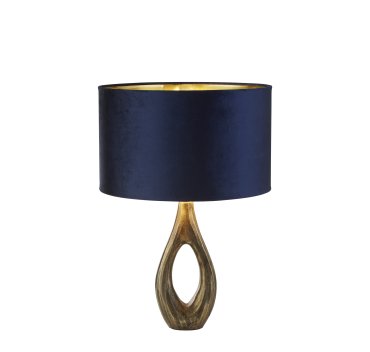 Searchlight Bucklow - Tischleuchte - Ø 40 x 46 cm - marineblau, antikes Messing und Gold