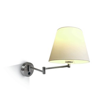 ONE Light Hotel Range - Wandleuchte mit Schalter - 26,2 x 30,5 cm - gebürstetes Chrom und Weiß