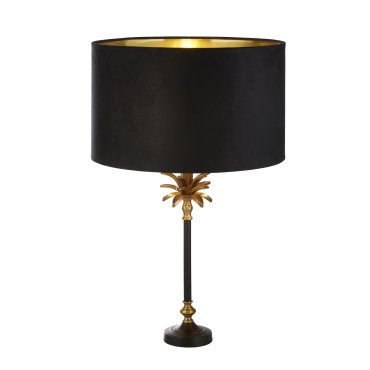 Searchlight Palm - Tischleuchte - Ø 40 x 65 cm - Messing antik, schwarz und gold