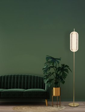 Searchlight Capsule - Stehleuchte - Ø 22 x 154 cm - 23W dimmbare LED inkl - Messing satiniert