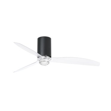 Faro Mini Tube - Deckenventilator mit Licht und Fernbedienung - Ø 128 cm - 17W LED inkl. - mattschwarz und transparent