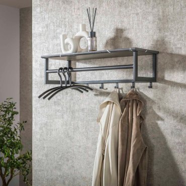 Vico Tenaro - garderobe mit wandregal - 80 x 30 x 24 cm - graphit