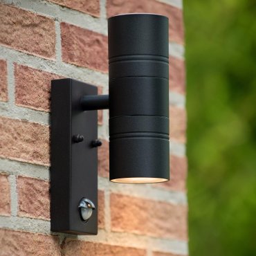 Lucide Arne - Wandleuchte mit Bewegungssensor - 6,3 x 12 x 22,5 cm - 2 x 5W LED inkl. - IP44 - schwarz