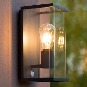 Lucide Claire - Außenwandleuchte mit Sensor - 14 x 16 x 29 cm - IP54 - anthrazit