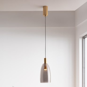 Nova Luce Imatia - Hängelampe - Ø 14,5 x 215 cm - 7W LED inkl. - messing gold und rauchglas