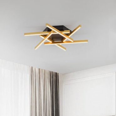 Nova Luce Antama - deckenleuchte -  60 x 7,5 x 60 cm - 43W dimmbar LED inkl. - sand schwarz und gold