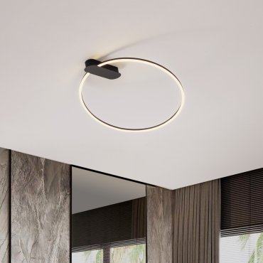 Nova Luce Kiklos - Deckenleuchte - Ø 64 x 30 cm - 30W dimmbar LED inkl. - Sand schwarz