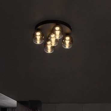 Nova Luce Kita - deckenleuchte - Ø 45 x 22 cm - 28W LED inkl. - Sand Schwarz und rauchglas