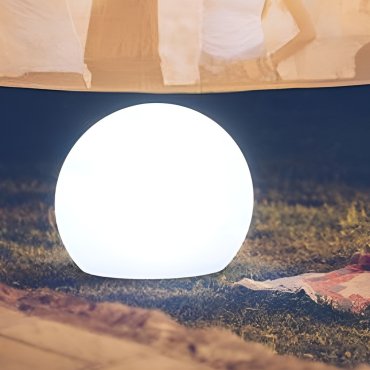 New Garden Buly 50 - solarbetriebene wiederaufladbare Tischlampe mit Kabel - Ø 50 x 33 x 44 cm - 1W RGB LED inkl. - IP65 - weiß
