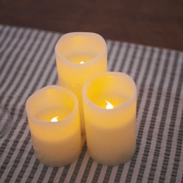 New Garden Dolo - Set von 3 LED-Kerzen mit Fernbedienung - Ø 7,3 cm - IP44 - weiß