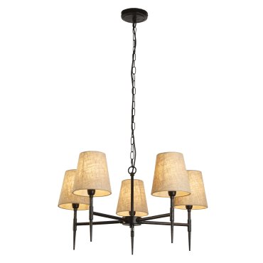 Searchlight Gothic - Kronleuchter - Ø 66 x 130 cm - schwarzes und natürliches Leinen