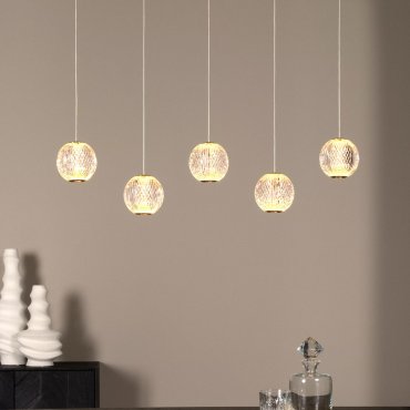Lucide Cintra - Hängeleuchte - 84 x 11 x 150 cm - 5 x 4,7W LED inkl. - transparent und gold