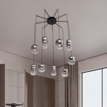 Nova Luce Aelia - Hängelampe - Ø 82 x 145 cm - 36W LED inkl. - matt schwarz und rauchgrau