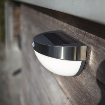 Lutec Bubble - Außenwandleuchte mit Solarsensor - 22 x 12 x 12 cm - 2,3W LED inkl. - IP44 - Edelstahl