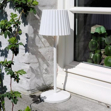 Lucide Justine - kabellose Outdoor-Tischleuchte mit Ladestation - Ø 13,5 x 38 cm - 2W dimmbare LED inkl - IP54 - weiß