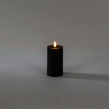 Konstsmide - LED Blockkerze mit Batteriebetrieb und Flackerflamme - Ø 7 x 12 cm - IP44 - schwarz