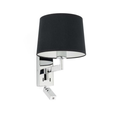 Faro Artis - Wandleuchte mit Schalter - 21,5 x 19 x 16 cm - 1W LED inkl. - schwarz und chrom