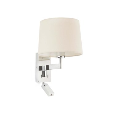 Faro Artis - Wandleuchte mit Schalter - 21,5 x 19 x 16 cm - 1W LED inkl. - beige und chrom