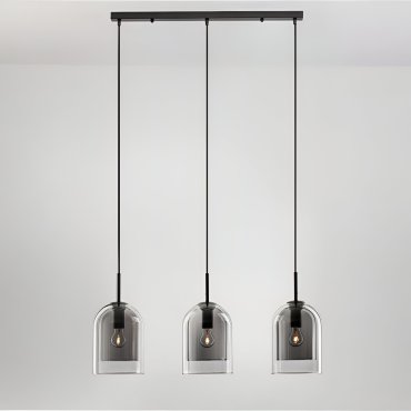 Nova Luce Velor 3L - Hängelampe - Ø 70 x 158 cm - rauchglas und schwarz