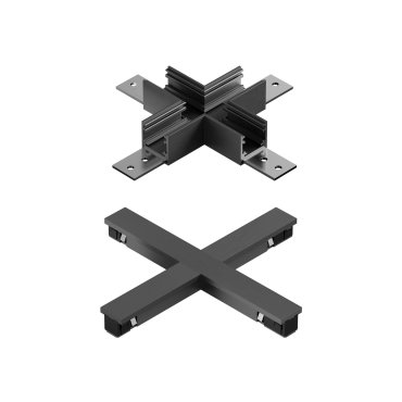 Lucide Linial – magnetisches Schienensystem – X-Verbindungsstück &amp; elektrische Verbindung – 16 x 16 x 1,7 cm – Schwarz matt Chrom