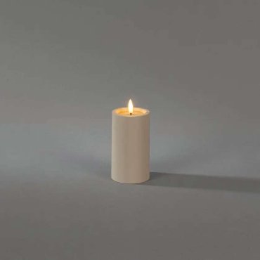 Konstsmide - LED Blockkerze mit Batterie und Flackerflamme - Ø 7 x 12 cm - IP44 - beige