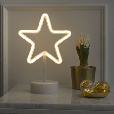 Konstsmide Weihnachtsbeleuchtung - batteriebetriebener Neon-Stern - 18,8 x 10 x 28,5 cm - weiß